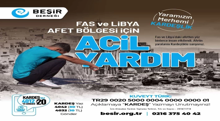 Beşir Derneği Fas ve Libya İçin Yardım Kampanyası Başlattı