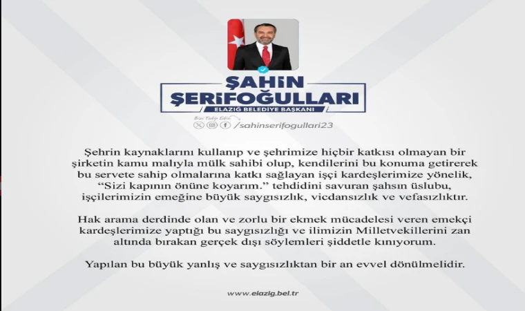 Başkan Şerifoğulları: “Sizi Kapının Önüne Koyarım Tehdidi İşçilerimize Karşı Vicdansızlıktır”