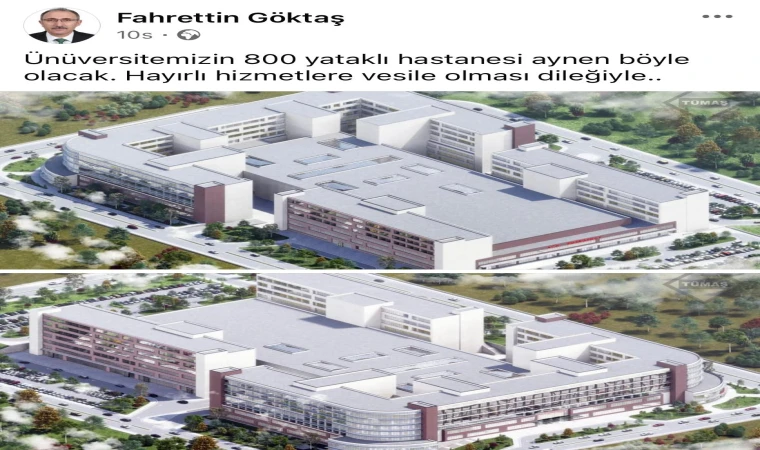 Rektör Prof. Dr. Göktaş, Yeni Hastanenin Görselini Paylaştı