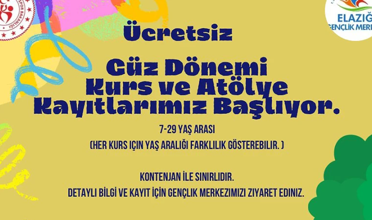 Elazığ Gençlik Merkezi’nde Yeni Dönem Başlıyor