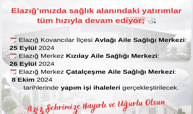 Elazığ’a Yeni Aile Sağlığı Merkezleri