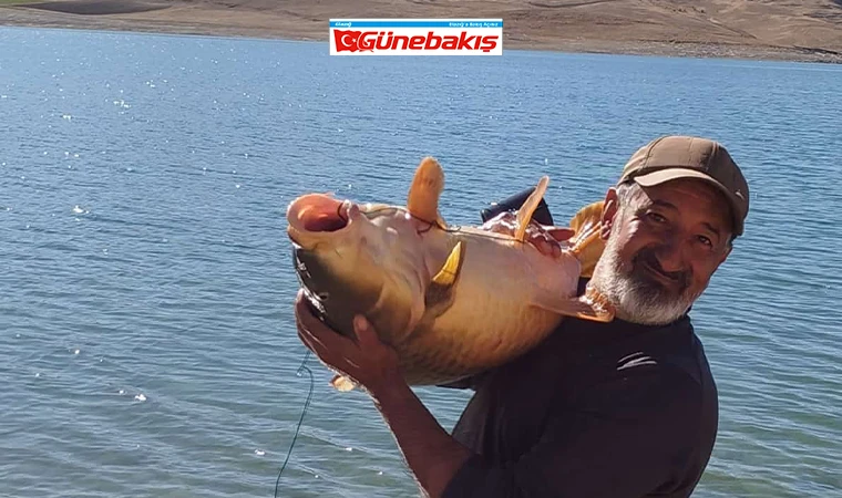 Elazığ’da Amatör Balıkçı 20 Kiloluk Sazan Yakaladı