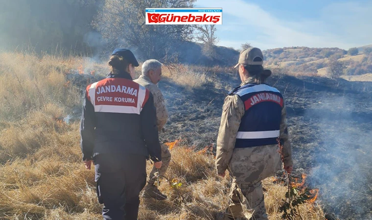 Elazığ’da Ot Yangınını Jandarma Ekipleri Söndürdü