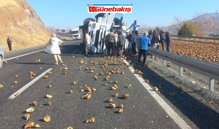 Elazığ’da Pancar Yüklü Tır Kontrolden Çıkarak Devrildi: Kazada 1 kişi Yaralandı