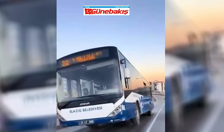 Elazığ’da Arızalanan Otobüs, Tek Tekerle Trafikte İlerledi