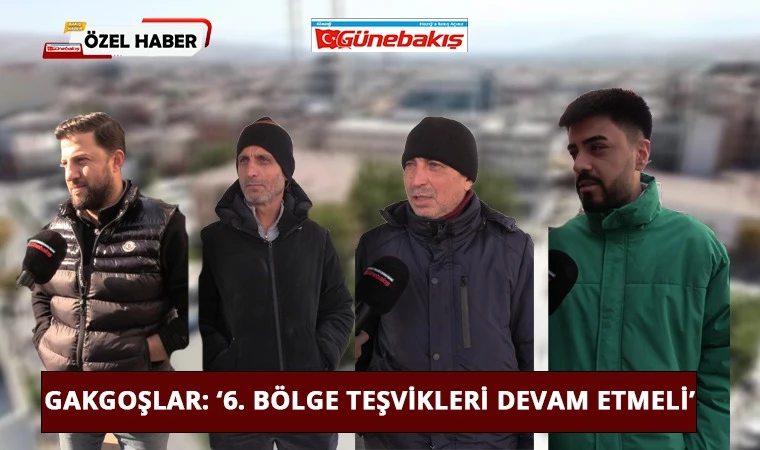 Gakgoşlar: ‘6. Bölge Teşvikleri Devam Etmeli’